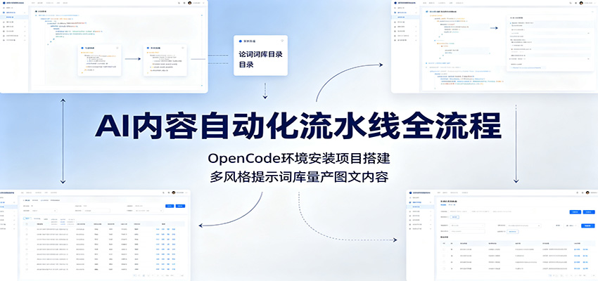 AI内容自动化流水线全流程：OpenCode环境安装项目搭建，多风格提示词库量产图文内容-选优云网创