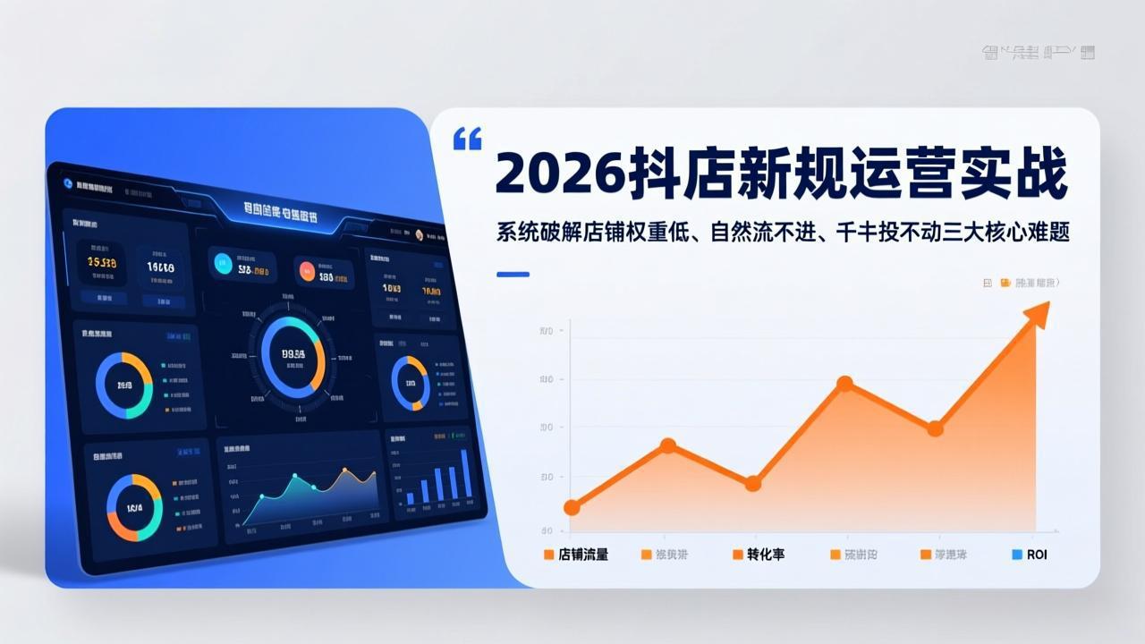 2026抖店新规运营实战：系统破解店铺权重低、自然流不进、千川投不动三大核心难题-选优云网创