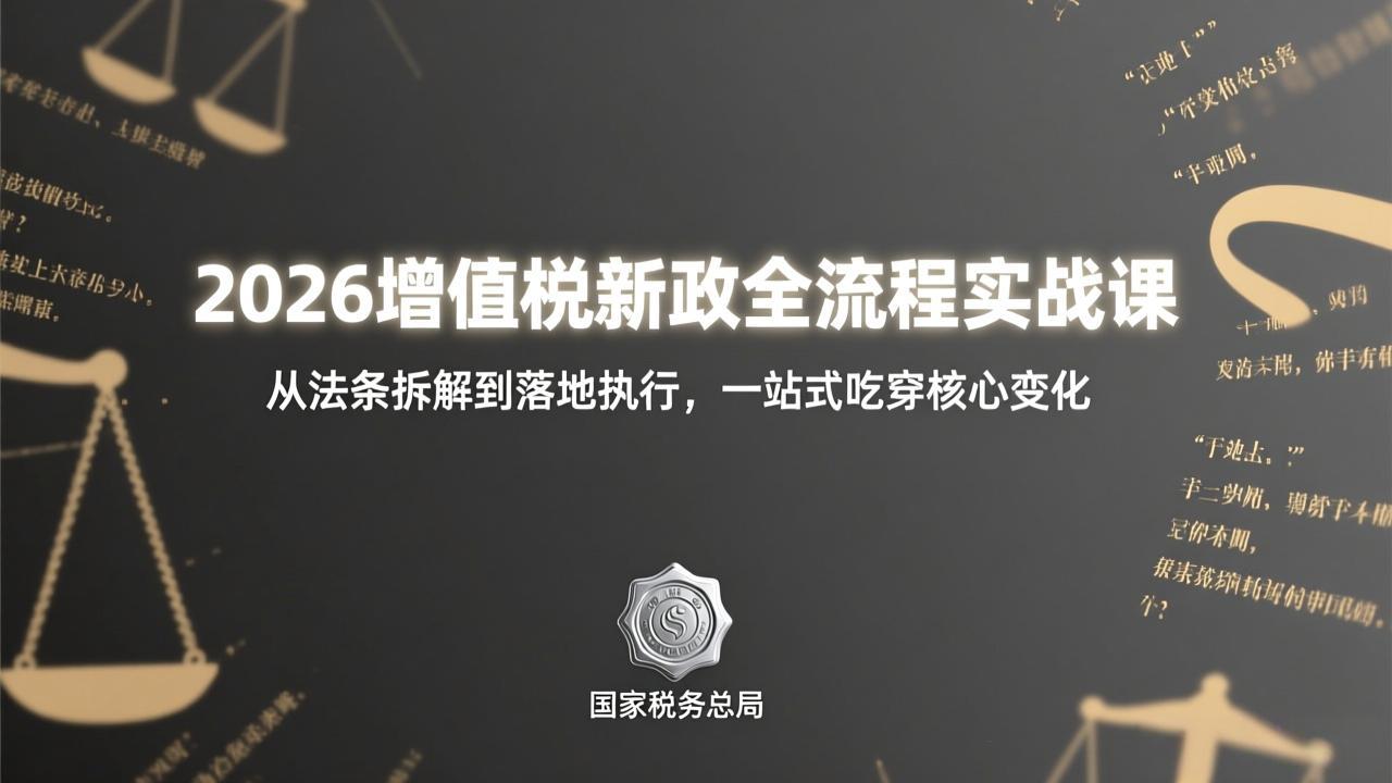 2026增值税新政全流程实战课：从法条拆解到落地执行，一站式吃透核心变化-选优云网创