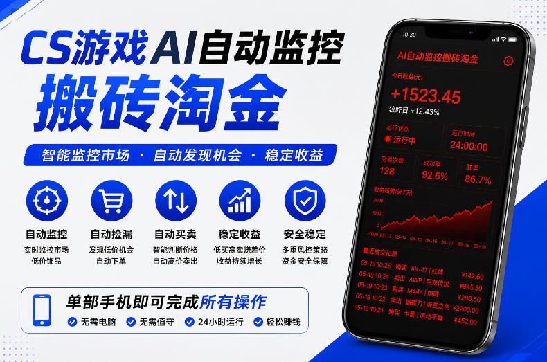 CS游戏AI自动监控搬砖淘金，稳定运行多年，支持任何形式验证，日入300+【揭秘】-选优云网创