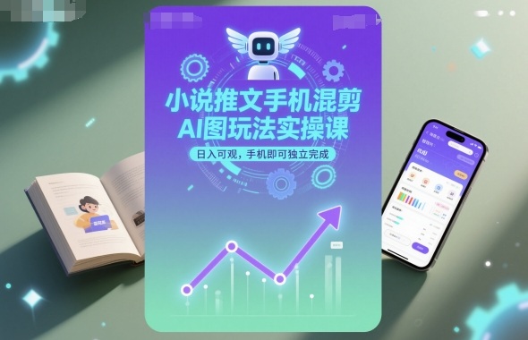 小说推文手机混剪AI图玩法实操课，日入可观，手机即可独立完成-选优云网创