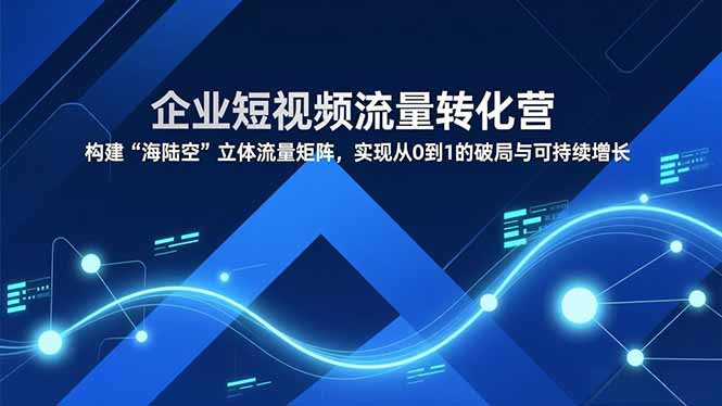 企业短视频流量转化营，构建“海陆空”立体流量矩阵，实现从0到1的破局与可持续增长-选优云网创
